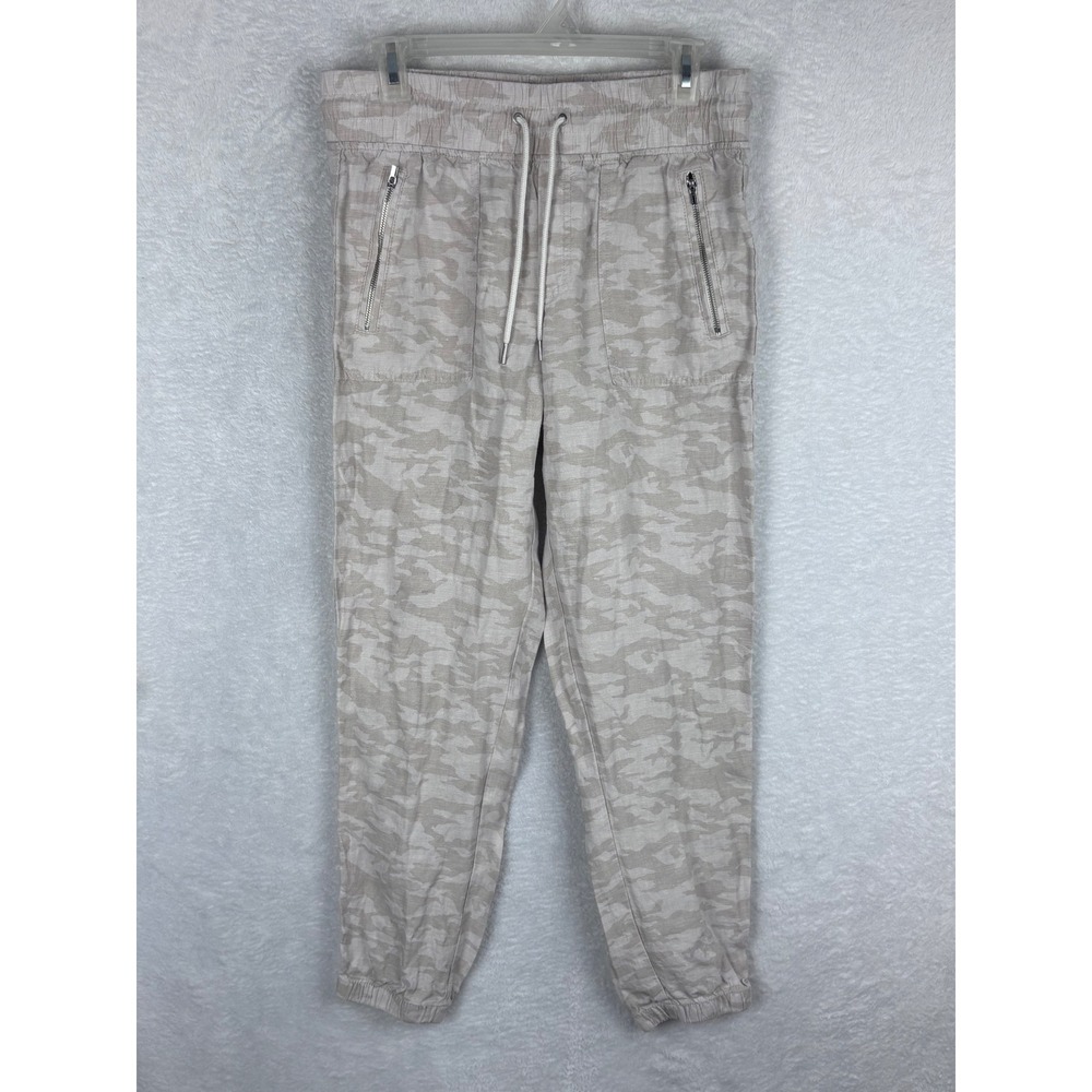 Athleta Cabo Tide Linen Joggers‎ Camo Drawstring Pockets Size 6